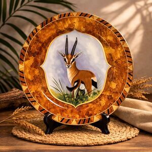 Vintage Lynn Chase Gazelle Safari Plate 9.25” African Wildlife Porcelain Decor